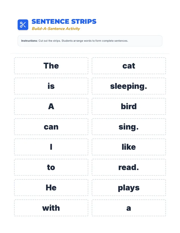 Sentence Building Strips