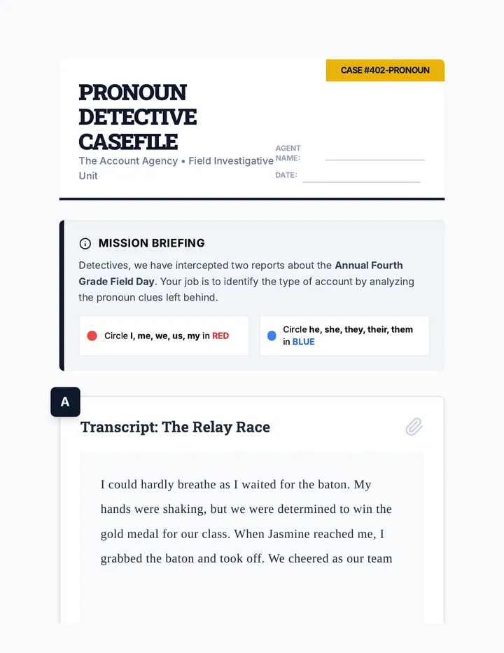 Pronoun Detective Casefile