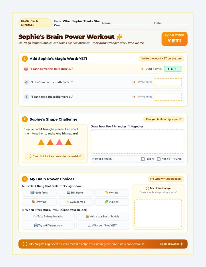 Power of Yet Activity Sheet