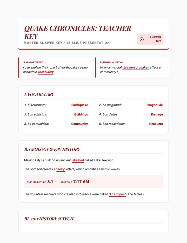 Quake Notes Teacher Key Final