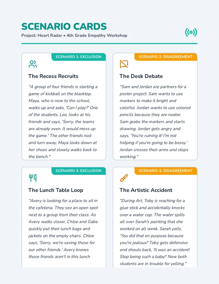 Heart Radar Scenario Cards