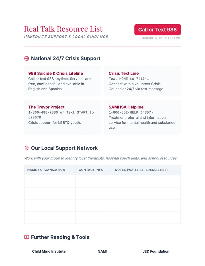 Real Talk Resource List