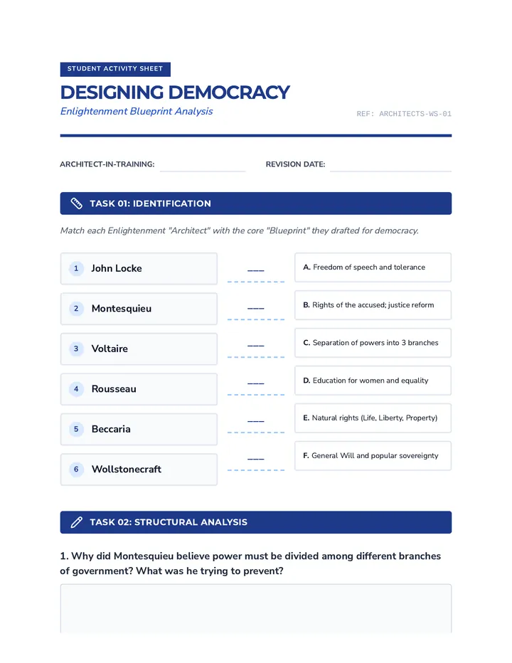 Designing Democracy Worksheet