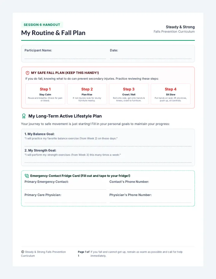 Routine for Life Handout