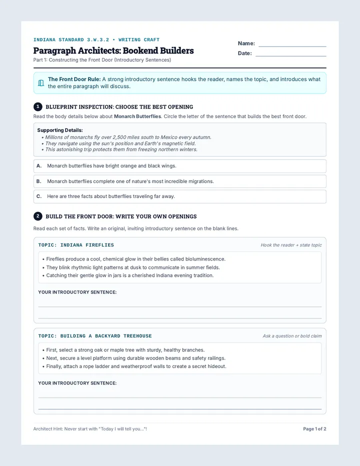 Bookend Builders Worksheet