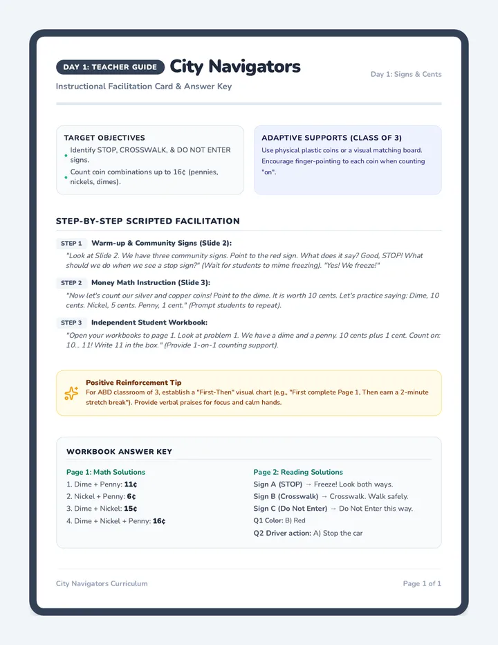 Signs and Cents Teacher Guide