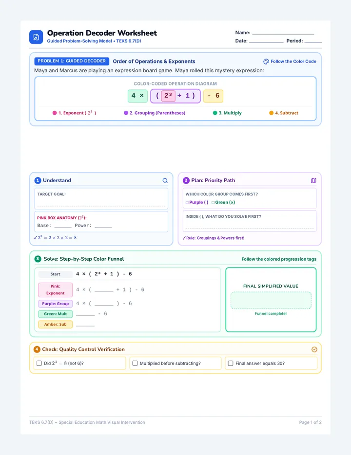 Operation Decoder Graphic Worksheet