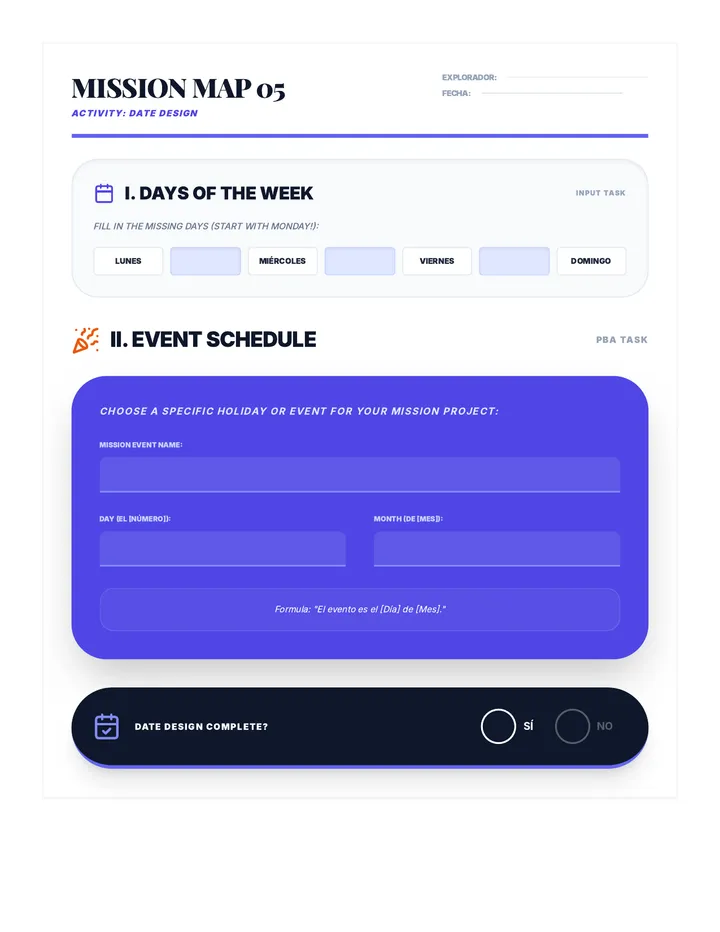 Calendar Crew Activity Sheet