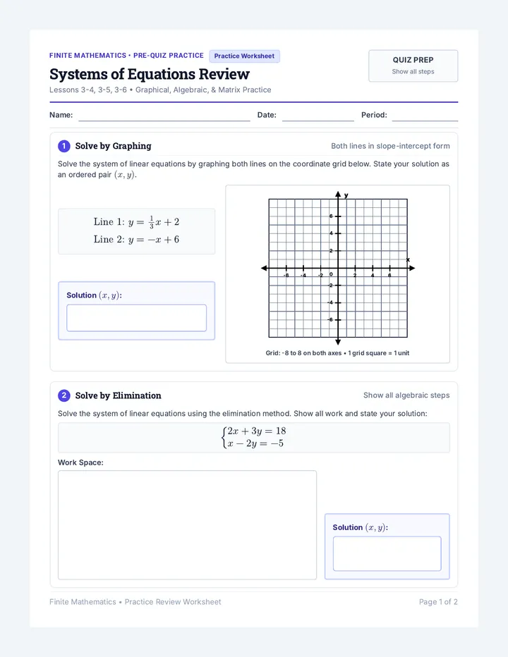 Systems Practice Review Worksheet