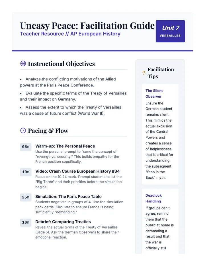 Uneasy Peace Teacher Guide