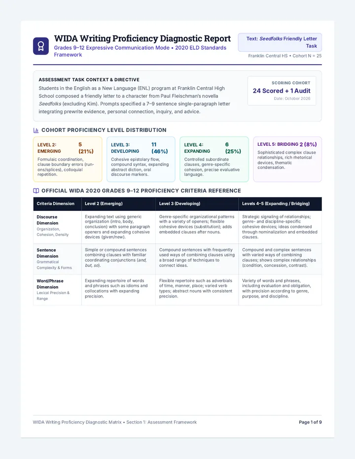 WIDA Writing Scoring Matrix