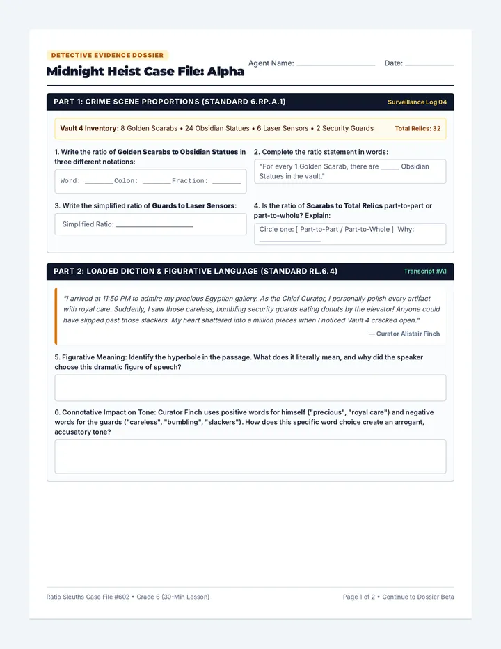 Ratio Sleuths Case Worksheet