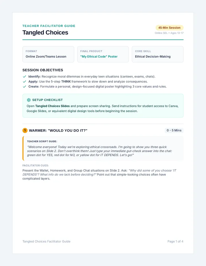 Tangled Choices Teacher Guide