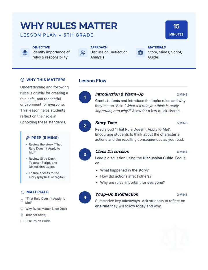 Why Rules Matter Lesson Plan