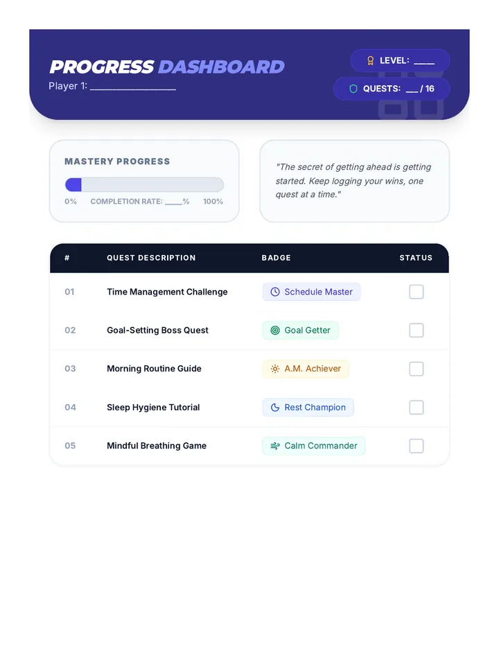 Goal Progress Tracker Dashboard Document