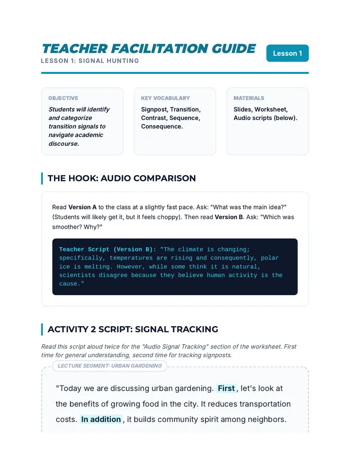 Signal Hunting Teacher Guide