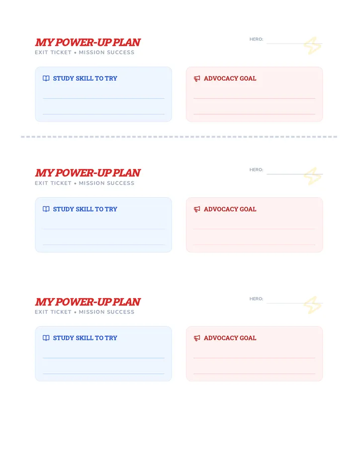 Power-Up Plan Exit Ticket