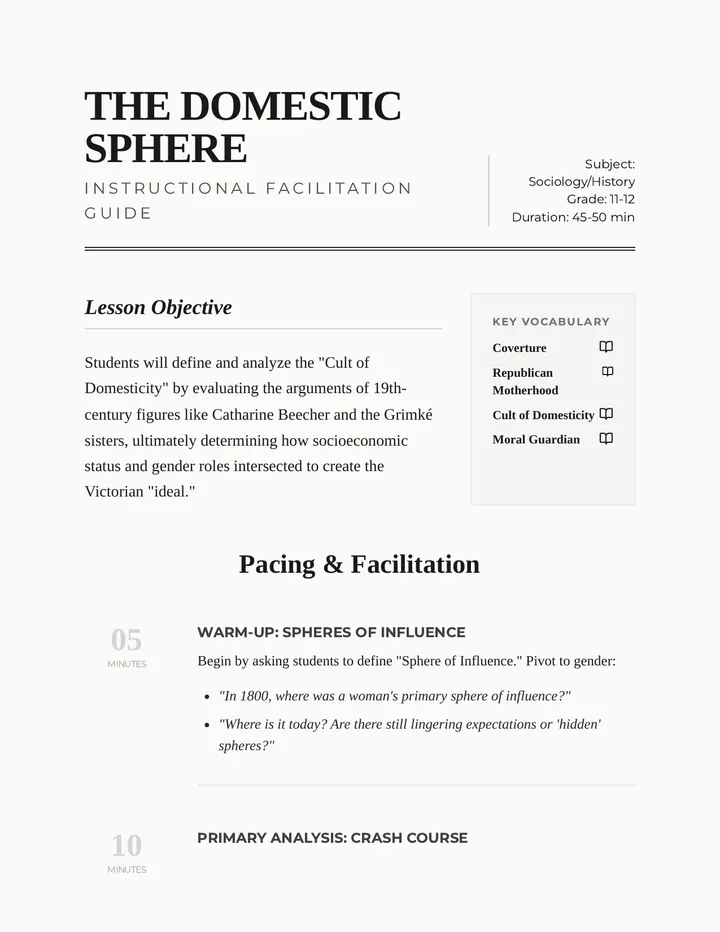 The Domestic Sphere Teacher Guide