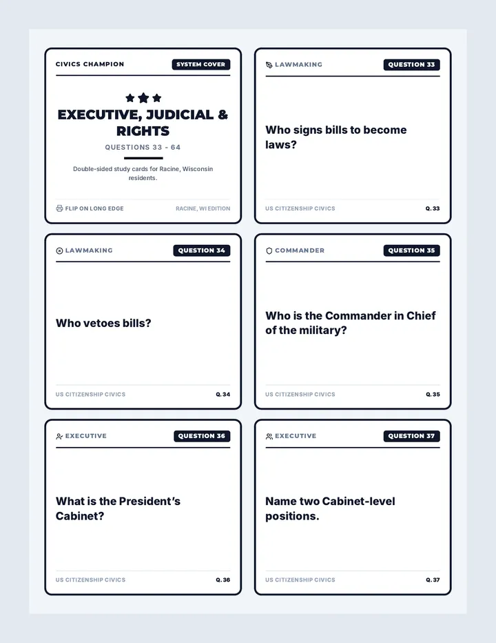 Executive Judicial Flashcards Document