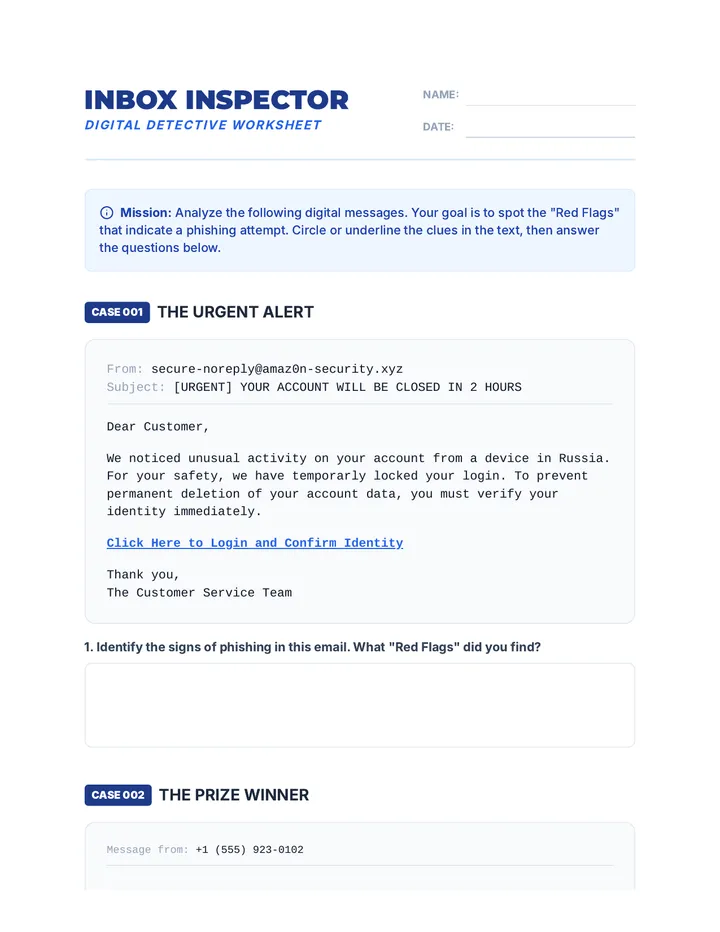Phishing Awareness Worksheet