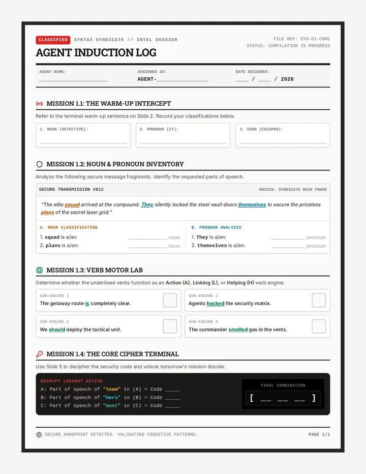 Core Engine Dossier Worksheet