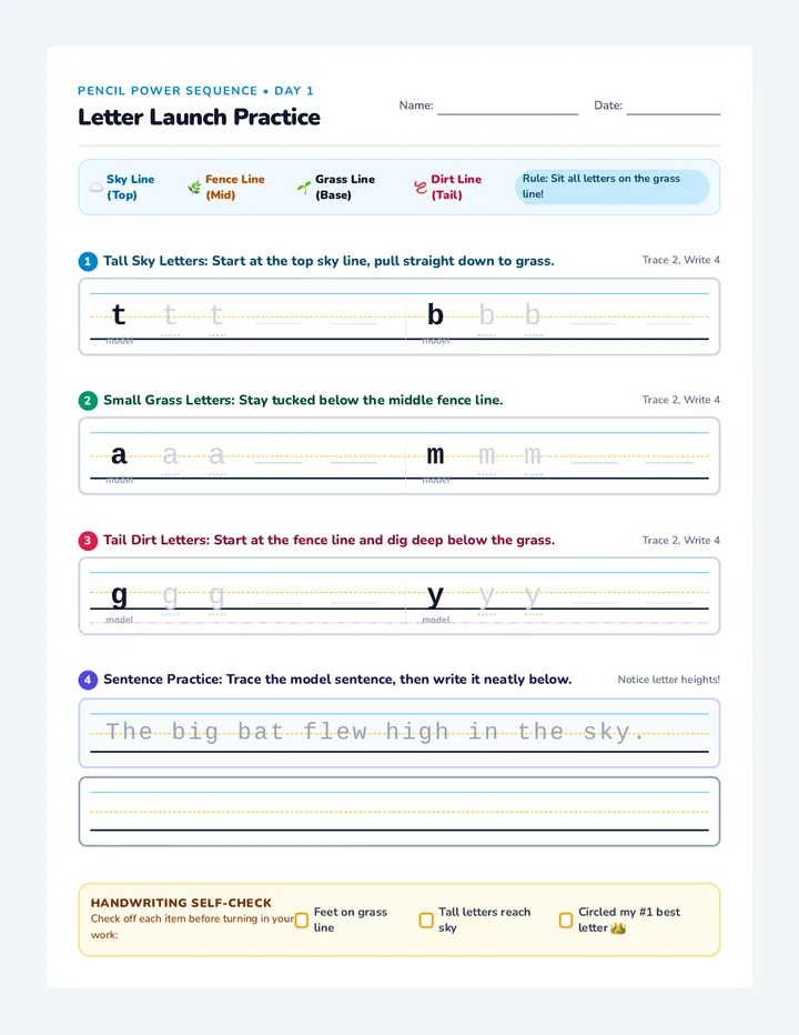 Letter Launch Practice Worksheet
