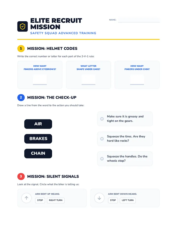 Safety Squad Recruit Worksheet