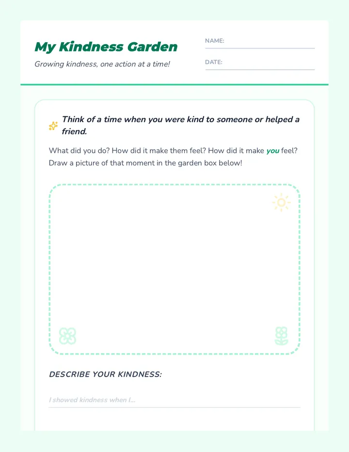 Kindness Garden Worksheet