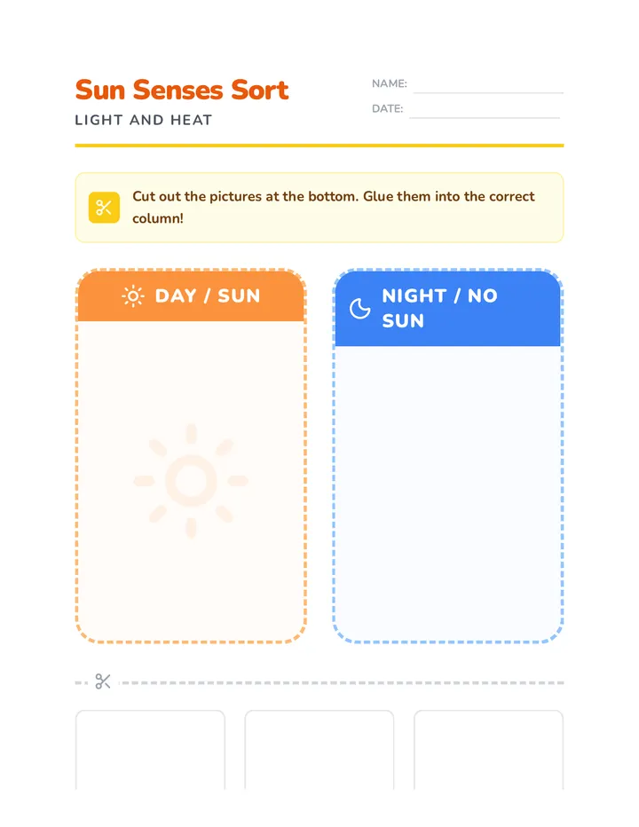 Sun Senses Worksheet