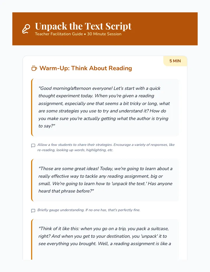 Unpack the Text Script