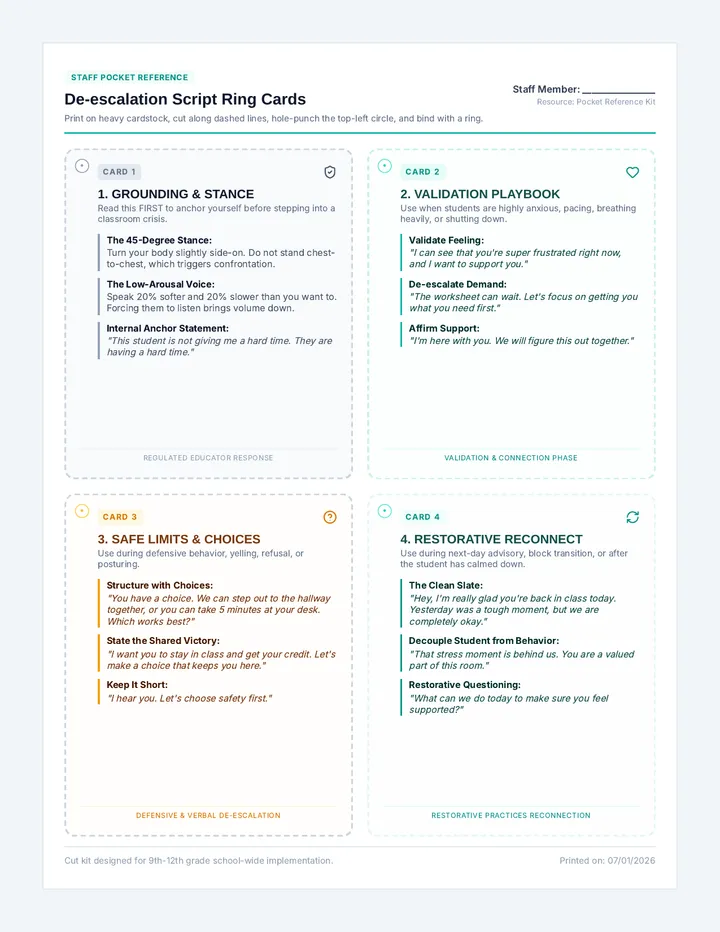 De-escalation Script Cards