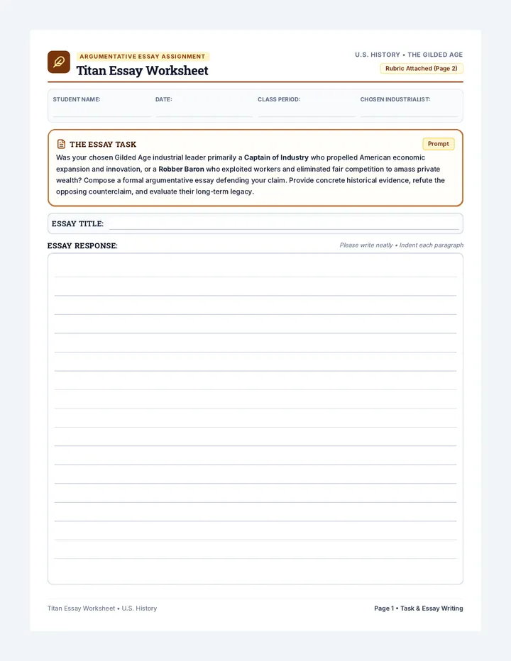Titan Essay Worksheet