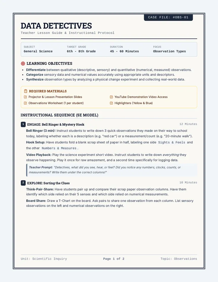Data Detectives Teacher Guide