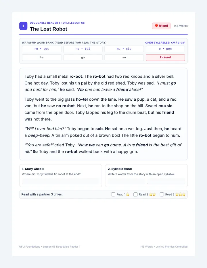 Lost Robot Decodable Reader