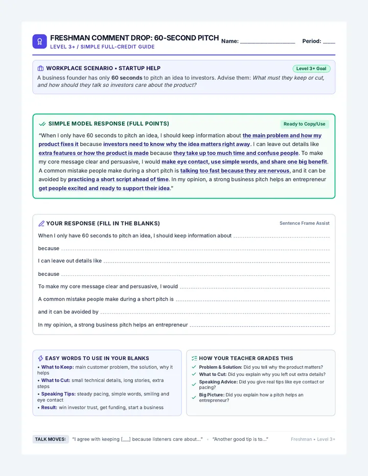 Minute Pitch Quick Write
