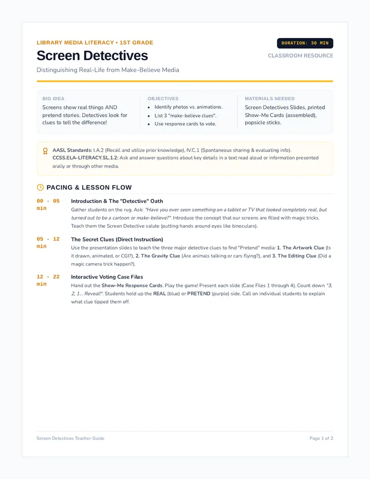 Screen Detectives Teacher Guide