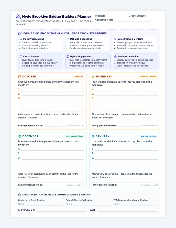 Hyde Brooklyn Bridge Builders Planner Worksheet