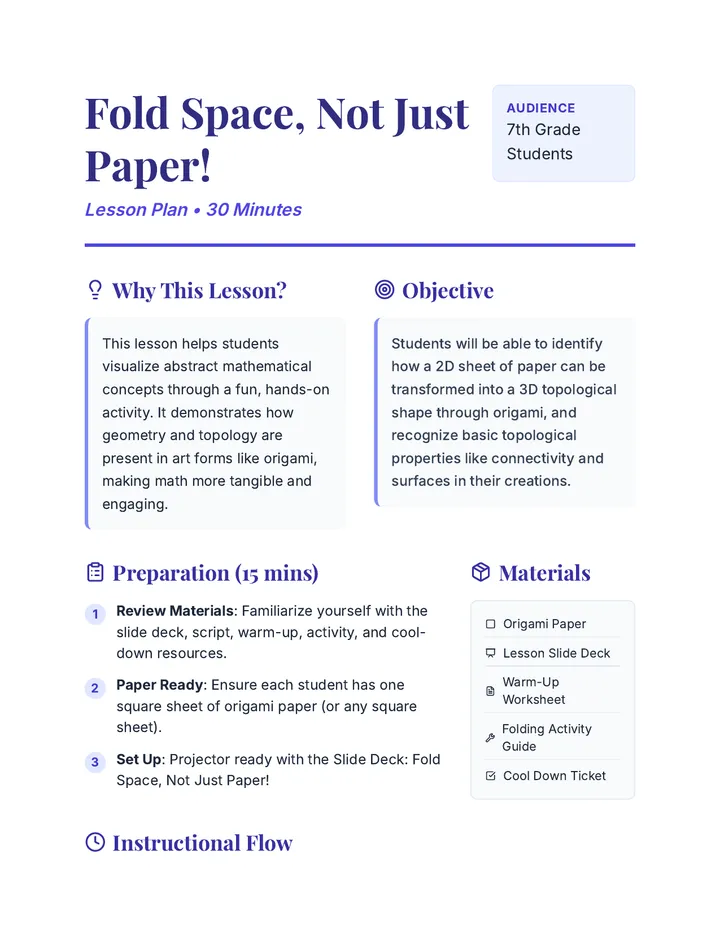 Fold Space Lesson Plan