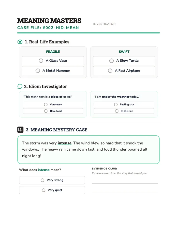 Meaning Masters Worksheet Full Page