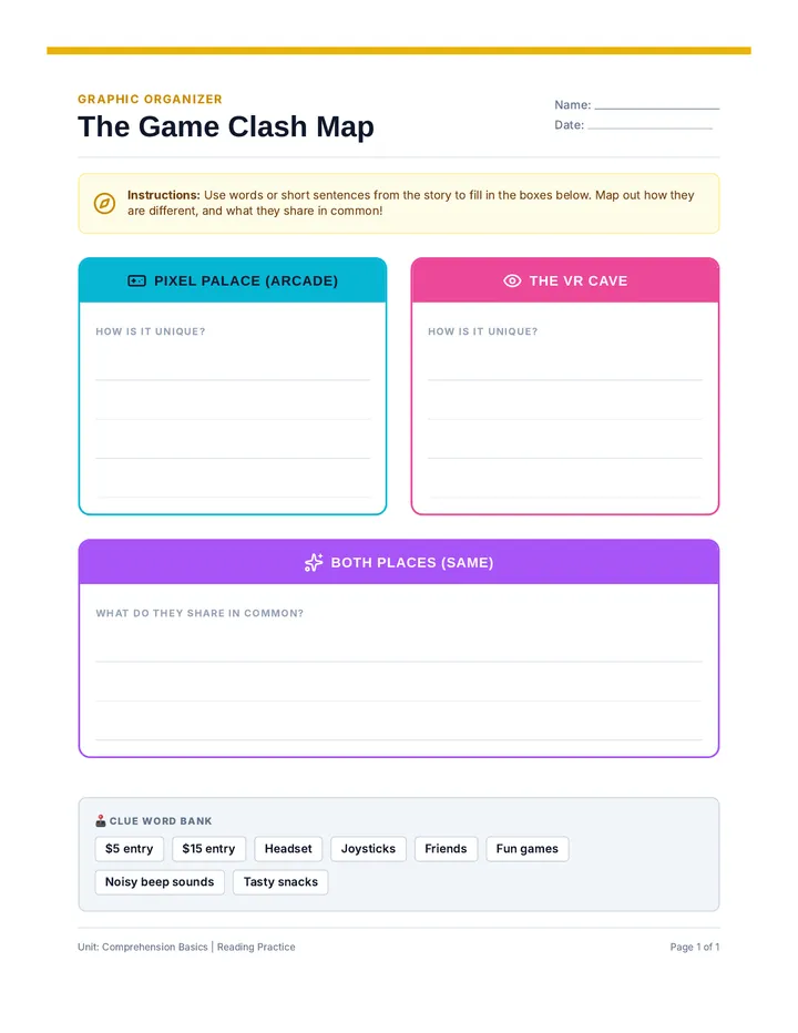 Compare Clash Graphic Organizer