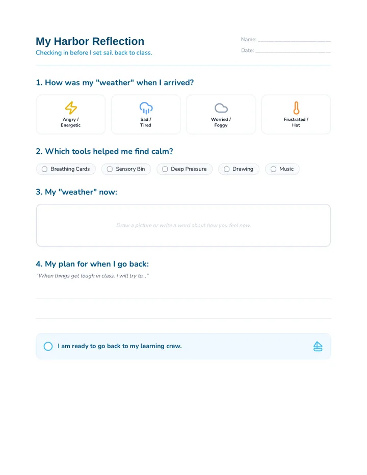 Reset Reflection Worksheet