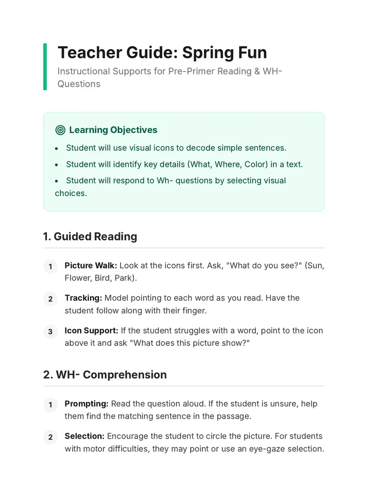 Spring Fun Teacher Guide