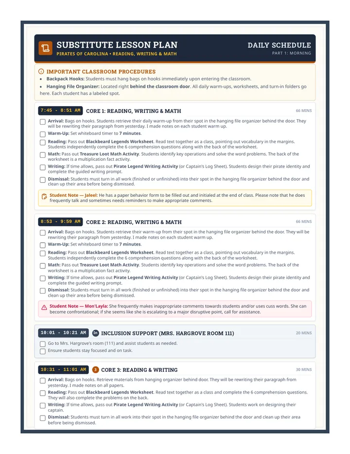 Substitute Lesson Plan