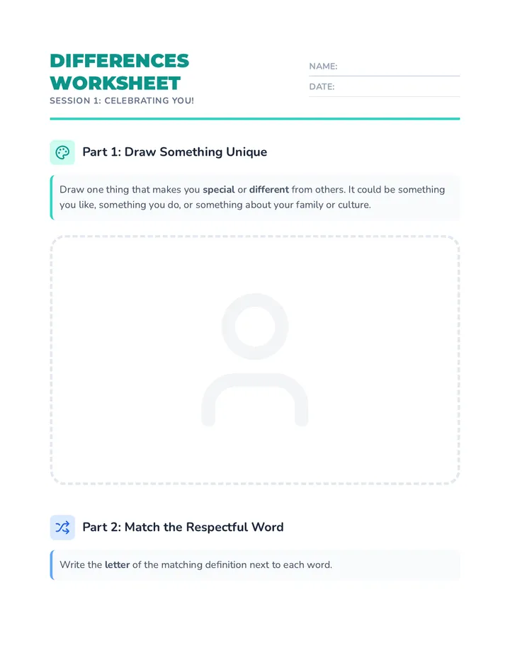 Differences Worksheet