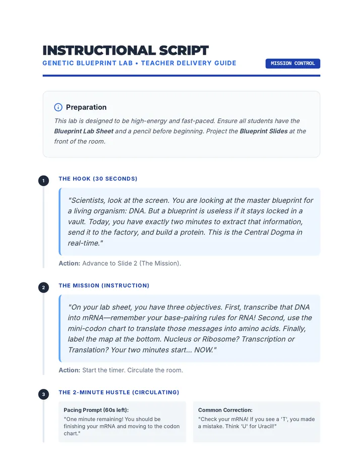 Blueprint Instructional Script