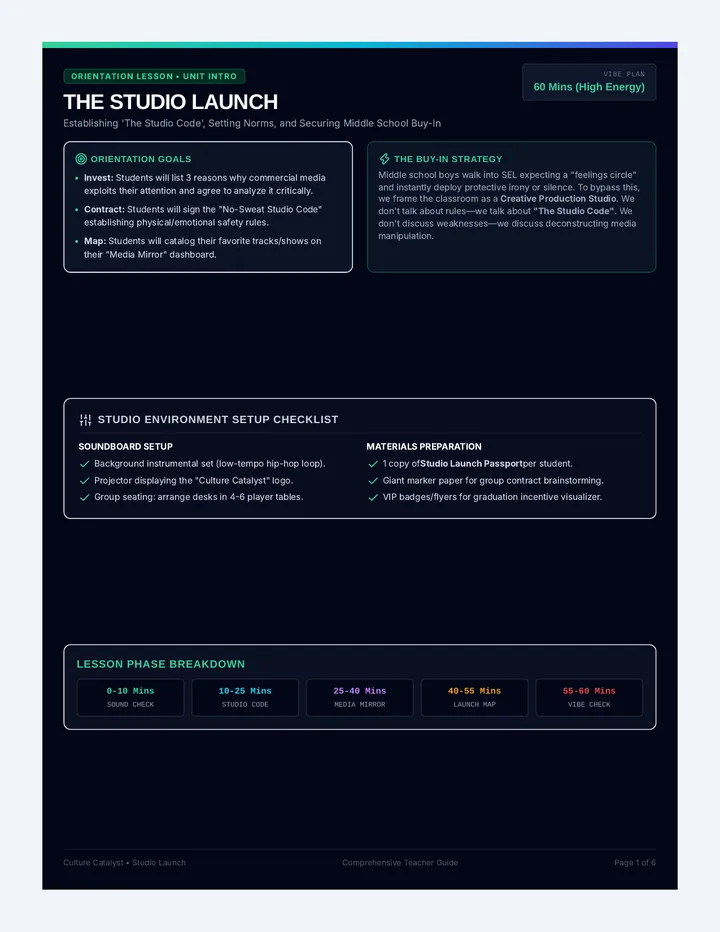 Studio Launch Teacher Guide