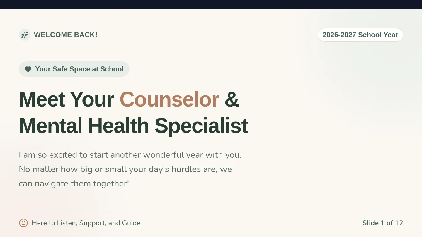 Counselor Introduction Slideshow Deck