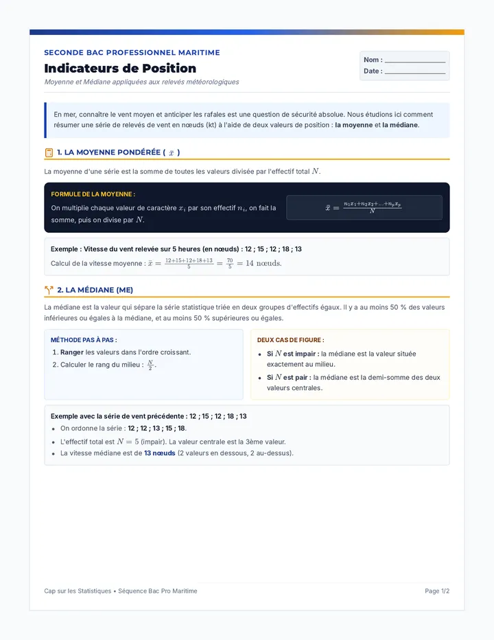 Force du Vent Fiche de Cours