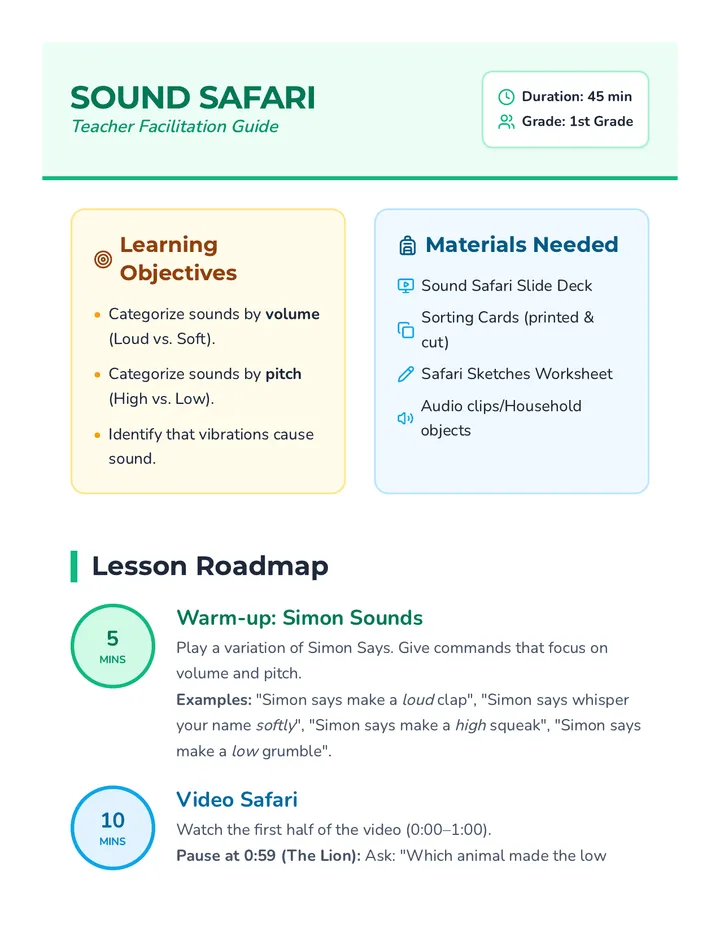 Sound Safari Teacher Guide
