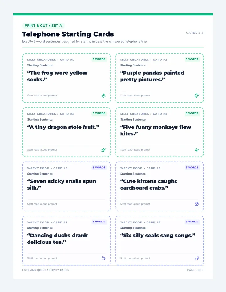 Listening Quest Challenge Cards